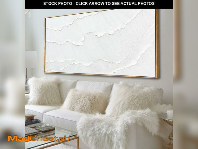Lot 74-14612892 - Large Framed White Abstract Wave Canvas Wall Art for Living Room 29x58 Inch - UNUSED