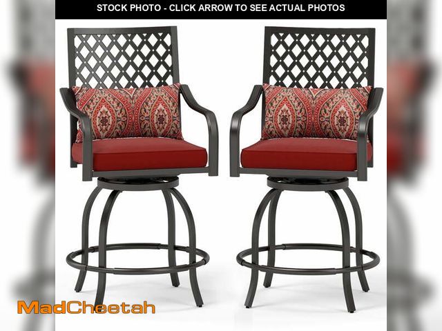 Lot 74-13608363 - Summit Living High Top Outdoor Swivel Bar Stools Set of 2, Patio Counter Height Chairs with Seat and...