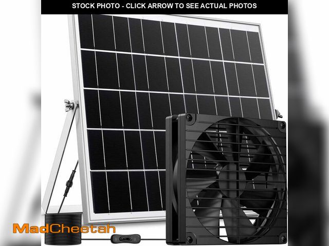 Lot 74-14380138 - erifyng 7 Inch Large Airflow Solar Powered Fan Exhaust Vent for Outside Greenhouse Chicken Coop Shed...
