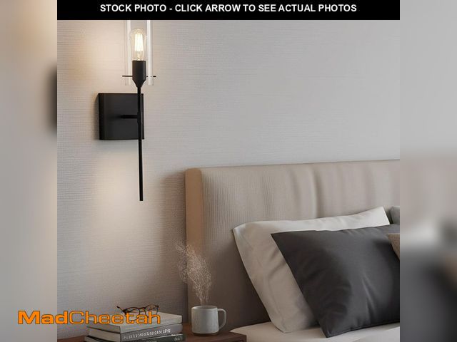 Lot 74-14223696 - YANSUN 3 in. 1-Light Matte Black Wireless Wall Sconce Set of 2, Dimmable Cylinder Glass Wall Lights ...