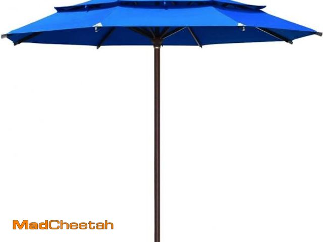 Lot 74-12167307 - EliteShade USA 10-Year-Non-Fading 11Ft 3 Tiers Market Umbrella Patio Outdoor Cylinder Auto Push-up T...