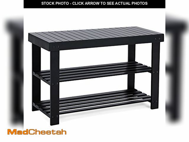Lot 74-12544384 - SONGMICS Shoe Rack Bench, 3-Tier Bamboo Shoe Storage Organizer, Entryway Bench, Holds Up to 286 lb, ...