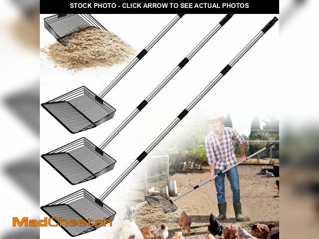 Lot 74-12455287 - Jusoney 10" Upgrade and Reinforcement Stainless Steel Manure Scoop w/4-in-1 Adjustable Handle (36.6"...