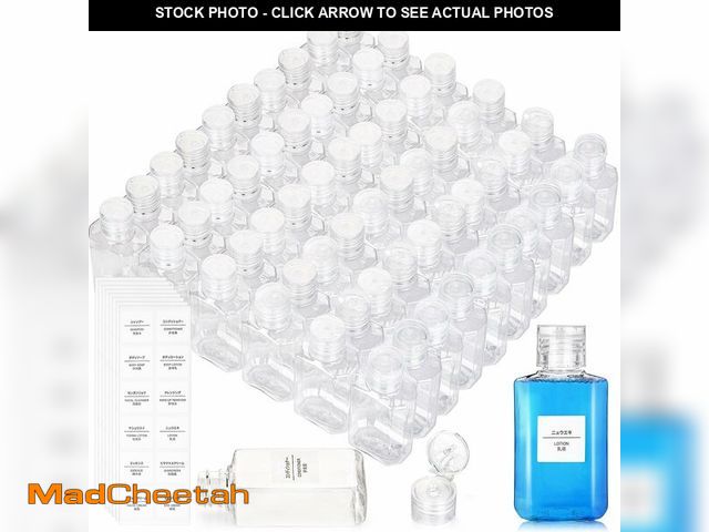Lot 74-14063740 - Pumtus 60 Pack Plastic Refillable Flip-Top Bottles, 2 OZ Clear Empty Travel Hand Sanitizer with Flip...