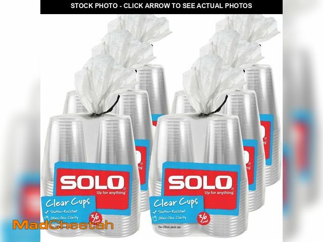 Lot 74-14068378 - Solo Clear 10 Ounce Plastic Cups, 36 Count (Pack of 6, 216 Count Total) - UNUSED