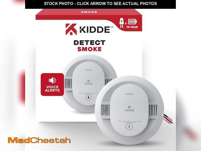 Lot 74-12684935 - Kidde Hardwired Smoke Detector with 10-Year Battery Backup, Voice Alerts, Interconnectable and LED W...