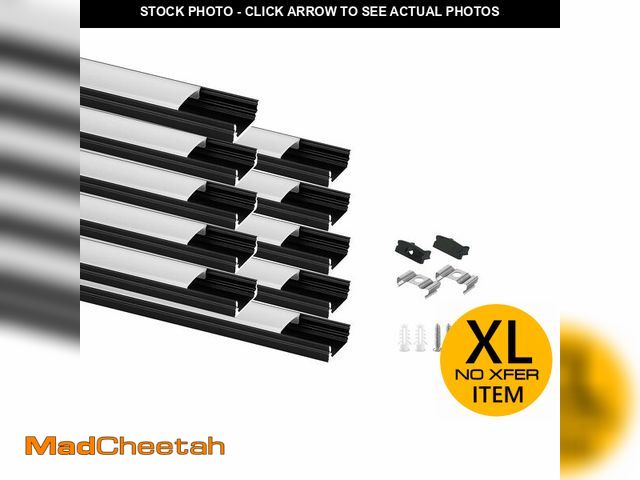 Lot 74-12566089 - *SEE DETAILS* Besseto 10Pack 6.6Ft/2M Black LED Aluminum Channel,LED Strip Light Diffuser Aluminum C...