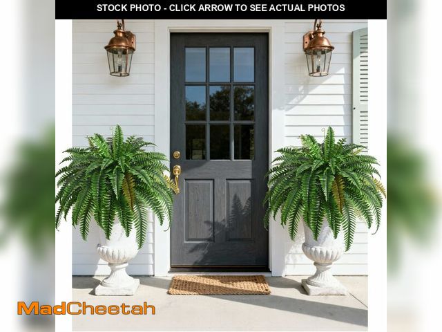 Lot 74-14293637 - 2PCS 45in Fake Ferns- Large Artificial Plants Outdoor, UV Resistant Artificial Ferns for Outdoors, 6...