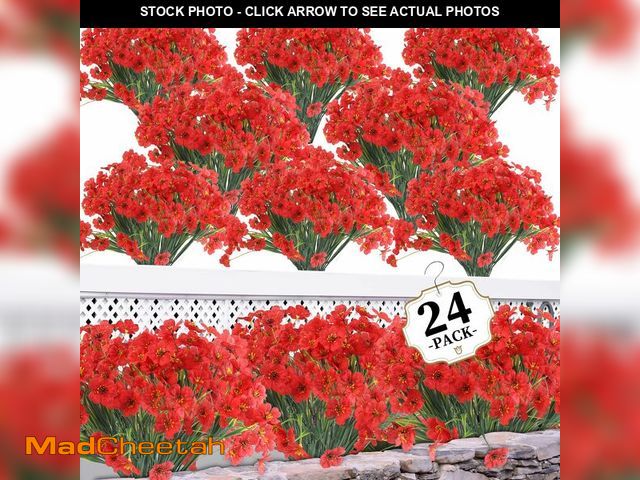 Lot 74-14058117 - ColoPlay 24 Red Bundles Artificial Flowers for Outdoors/Indoors Fake Flowers Plants for Indoor Outsi...