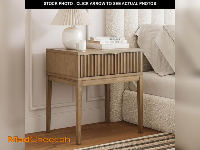 Lot 74-12485973 - Nathan James Jasper Wood Boho Nightstand with Drawer, Fluted Side Table or End Table with Storage, L...