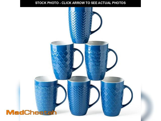 Lot 74-11546284 - AmorArc Extra Large Coffee Mugs Set of 6, 20oz Ceramic Tall Coffee Mugs Set with Textured Geometric ...