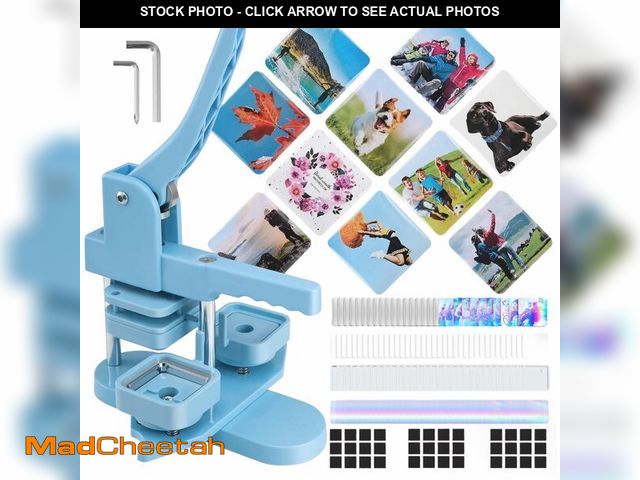 Lot 74-14053077 - Square Magnet Button Maker Kit - Holographic Film 2'' x 2'' Button Press Machine with 100 Set Fridge...