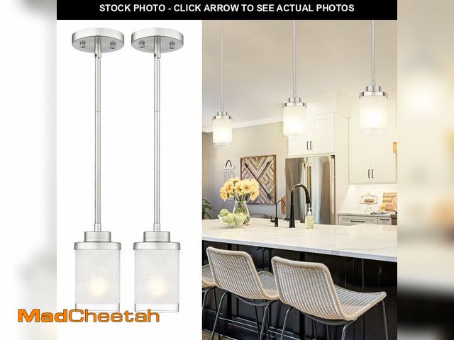 Lot 74-12706377 - TENGXIN Modern Pendant Light for Kitchen Island, Brushed Nickel Hanging Ceiling Light Fixture,Farmho...