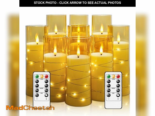 Lot 74-14210245 - kakoya Flameless LED Candles with Timer 9 Pc Flickering Flameless Candles for Romantic Ambiance and ...