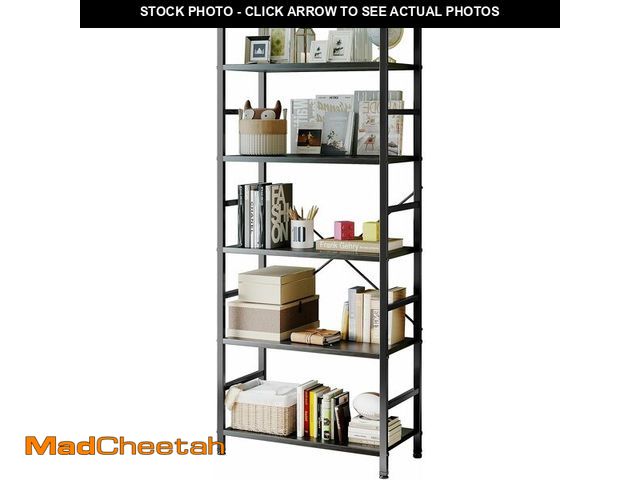 Lot 74-12633371 - Sweetcrispy Book Shelf, 5 Tier Bookcase, Modern Tall Bookshelf for Garage Kit, CDs, Movies, Industri...
