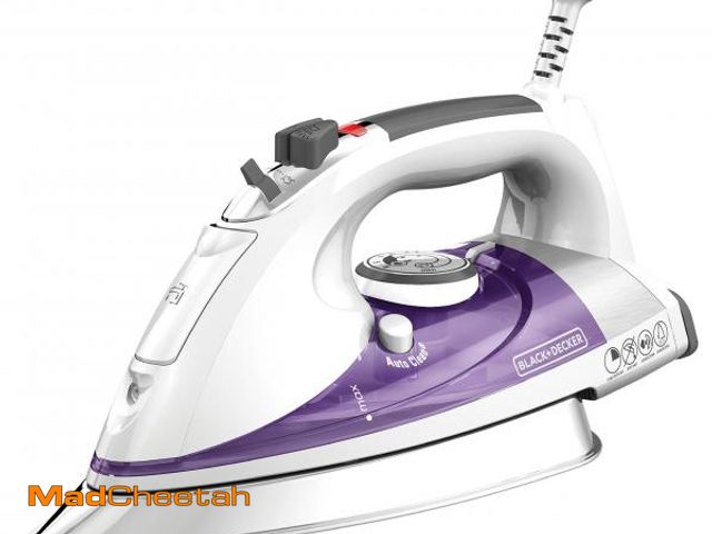 Lot 74-12304229 - BLACK+DECKER IR1350S Professional Steam Iron with Stainless Steel Soleplate and Extra-Long Cord, Pur...