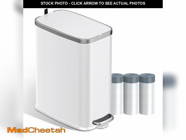 Lot 74-14268967 - KdbK Stainless Steel Bathroom Trash Can with Lid Soft Close,1.6 Gallon Slim Garbage can,Small Metal ...