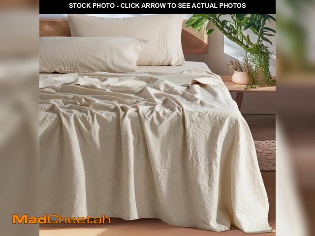 Lot 74-12313118 - SONORO KATE 100% French Pure Linen Sheets, Breathable and Durable Linen Queen Size Sheets, Anti-Tear...