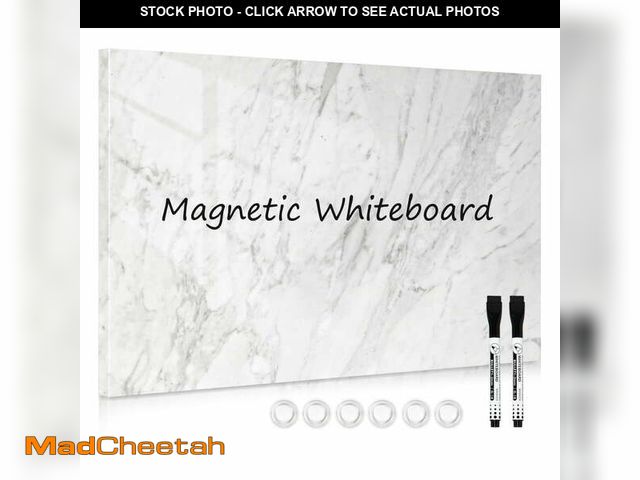 Lot 74-12889343 - Magnetic Dry Erase Board 18"x24" Decorative White Board for Wall with White Marble Pattern Design Wh...
