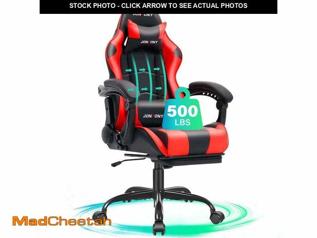 Lot 74-14310934 - JONPONY Big and Tall 500LBS Gaming Chair, Ergonomic Design, Gamer Chair PU Leather with Footrest and...