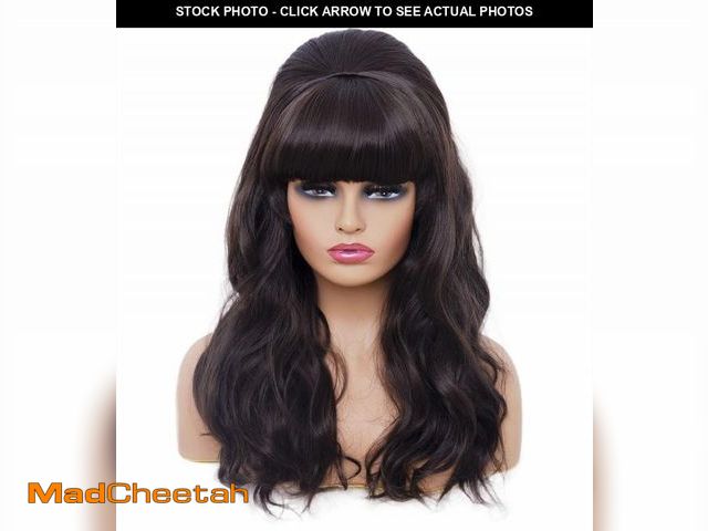 Lot 74-11556182 - Rugelyss Long Wavy Dark Brown Wig with Bang Big Bouffant Beehive Wigs for Women fits 80s Costume or ...