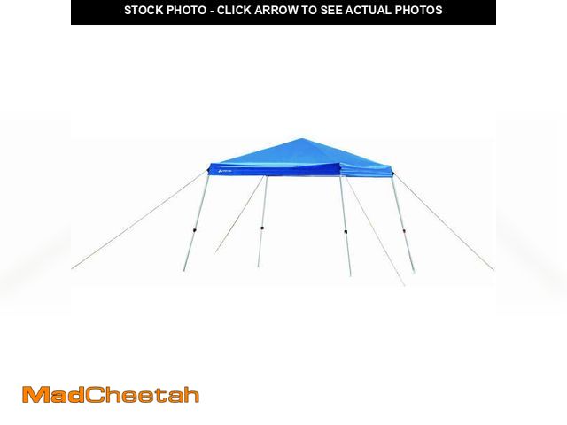 Lot 74-12556263 - Ozark Trail 10' x 10' Instant Slant Leg Pop-up Canopy, Outdoor Shading Shelter, Blue - UNUSED