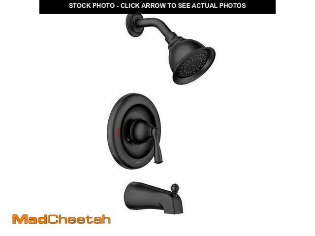 Lot 74-14223257 - MOEN Banbury 1-Handle 1-Spray Trim Kit Tub and Shower Faucet 1.75 GPM in Matte Black (Valve and Hand...
