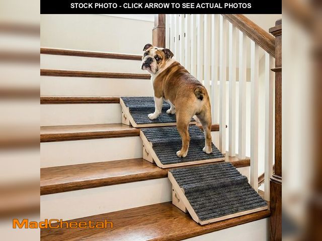 Lot 74-14055830 - 3 Pack Wooden Dog Ramp for Stairs,13L*9W*5H''+26ÃÂ°Slope,Fit for Stair 9-11D''5-7''H,Friendly to Sh...