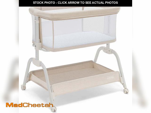 Lot 74-14261131 - HARPPA Baby Bassinet, 6 Height Adjustable Baby Bassinet with Storage &amp; Wheels for Infants, Beige...