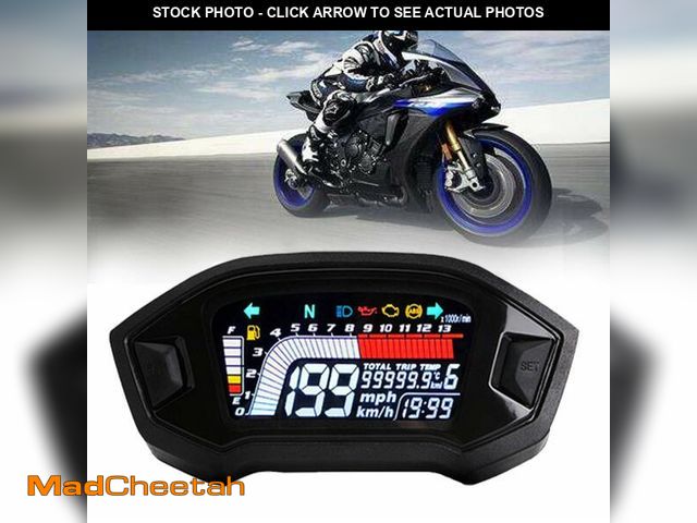 Lot 74-13540902 - BLUERICE Real Color Digital Motorcycle Speedometer 199 Kph Mph Universal Speedometer Odometer Motorc...