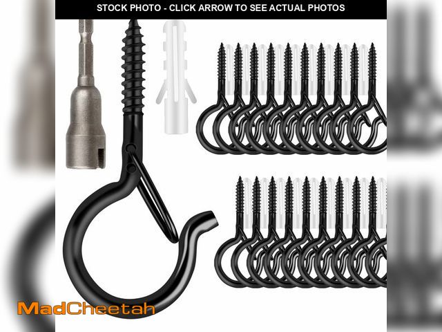 Lot 74-14263830 - 48 PCS Q-Hanger Hooks, Screw Hooks for Outdoor String Lights, Safety Buckle Design Cup Eye Hook for ...