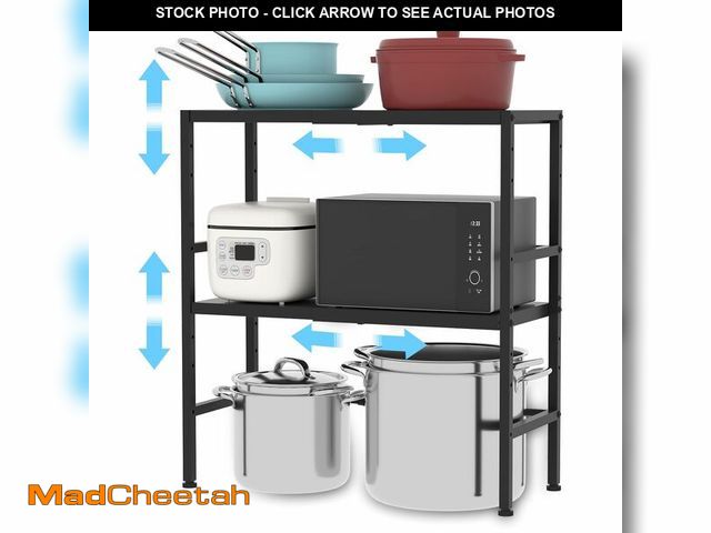 Lot 74-13946703 - 2-Tier Expandable Metal Storage Shelves, 150LBS Heavy Duty Shelving Units and Storage,Adjustable Uti...