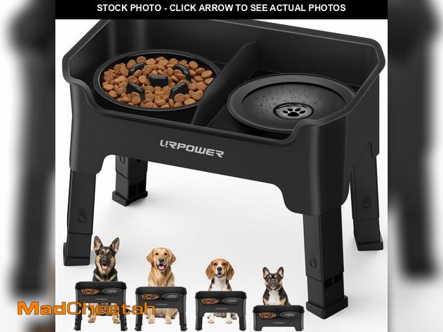 Lot 74-14273619 - URPOWER Mess Proof Elevated Dog Bowls 4 Height Adjustable Raised Stand with No Spill Water Bowl and ...