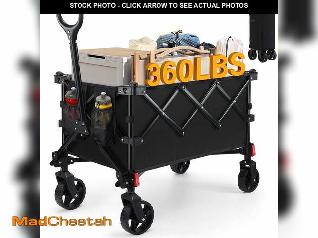 Lot 74-12549584 - (ONE BROKEN WHEEL) Walchoice Collapsible Wagon Cart, 360lbs Heavy Duty Utility Cart with All-Terrain...