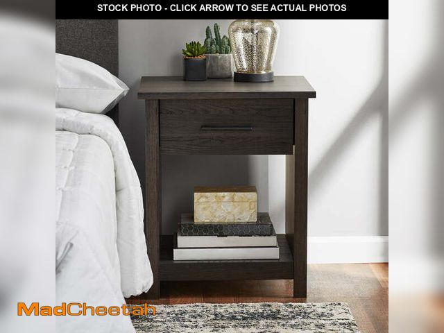 Lot 74-12857413 - Mainstays Hillside Nightstand with Drawer, Espresso Finish - USED
