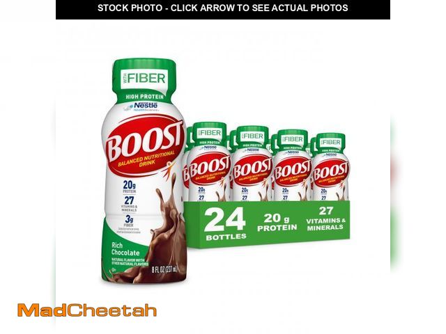 Lot 74-12375764 - BOOST High Protein with Fiber Ready to Drink Complete Nutritional Drink, Rich Chocolate, 8 fl oz Bot...