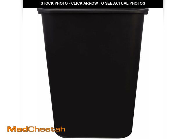 Lot 74-13041179 - Basics Trash Can, Rectangular Commercial Office Wastebasket, 10 Gallon (Pack Of 2), Black - USED