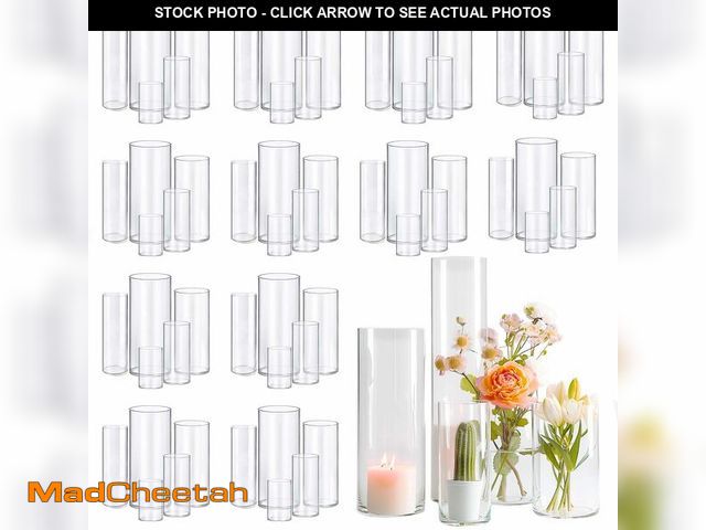 Lot 74-12689442 - Glass Vase Cylinder Vases for Centerpieces Small Flower Glass Clear Vases Home Decor Centerpiece Tab...