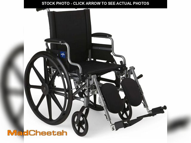 Lot 74-12573167 - Medline K4 Basic Lightweight Wheelchair with 16" Wide Seat, Desk-Length Arms, and Elevating Leg Rest...