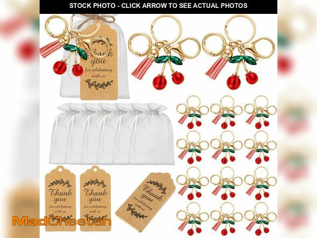 Lot 74-14208164 - Ecation 20 Set Red Cherry Keychain Party Favor Bulk Steel Keyring with Tassel Charm Accessories Souv...