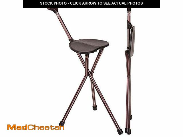 Lot 74-12760529 - Switch Sticks Folding Walking Cane With Seat For Seniors &amp; Adults, 34" Tall Quad Cane Chair, Lig...