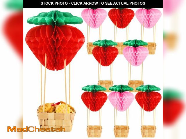 Lot 74-12602359 - Eersida 8 Set Berry First Birthday Strawberry Honeycomb Shortcake Tables Centerpieces Baby Shower Pa...