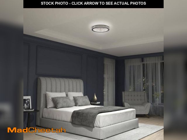 Lot 74-12511531 - Glam 13.5 in. 1-Light Modern Chrome Integrated LED Flush Mount Ceiling Light Fixture for Kitchen or ...