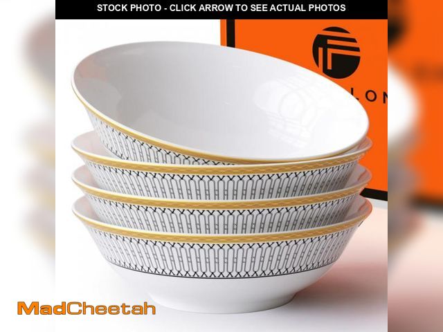 Lot 74-12374234 - FASTELLONG China Bowls Set of 4, 6 Inch Ceramic Cereal Bowls for Kitchen, 20 OZ Porcelain Soup Bowl ...