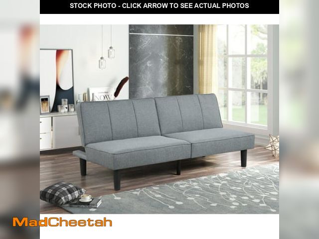 Lot 74-12405243 - Mainstays Studio Futon  Gray Linen Upholstery - USED