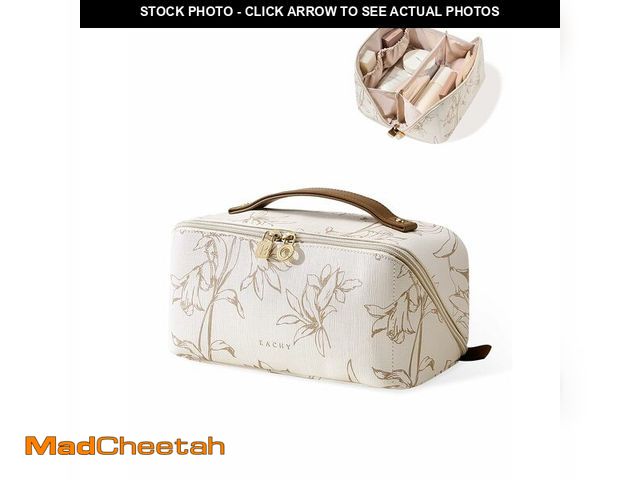 Lot 74-12711397 - EACHY Travel Makeup Bag, Large Capacity Cosmetic Bags for Women, Waterproof Portable Pouch Open Flat...