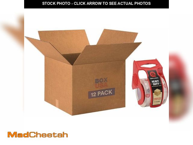 Lot 74-14349268 - BOX USA Moving Boxes 20"L x 20"W x 15"H (12-Pack) Large + Packaging Tape - Shipping, Mailing, Packin...