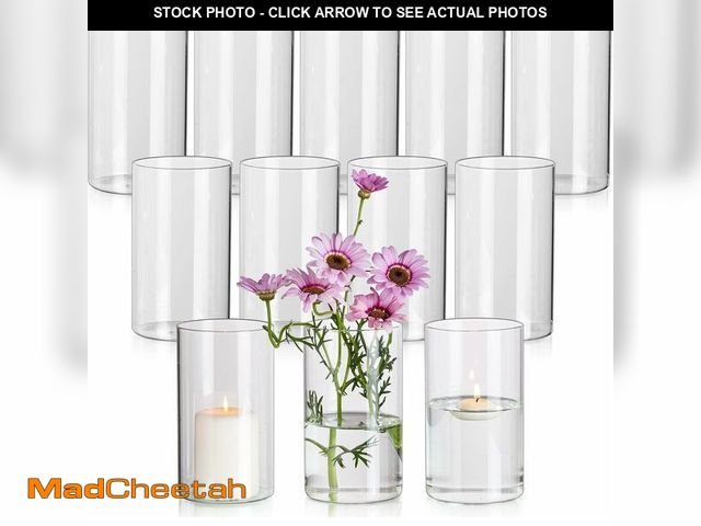 Lot 74-14282762 - Glasseam Glass Cylinder Vases for Centerpieces, Small Clear Flower Vase Set of 12, Modern Small Deco...