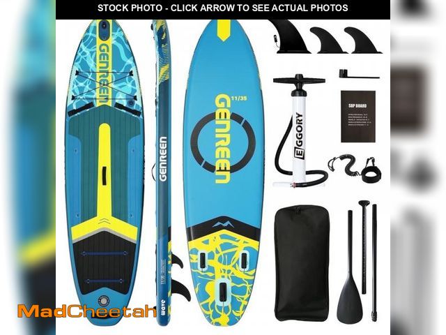 Lot 74-12514462 - Genreen Inflatable Fishing Paddle Board 11" Stand up Paddle Board with Full SUP Premium Accessories ...