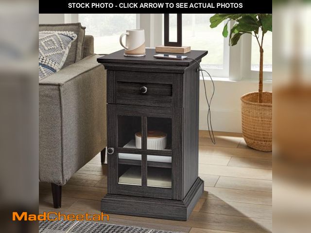 Lot 74-12535942 - Better Homes &amp; Gardens Canton End Table with USB, Tobacco Oak Finish - UNUSED